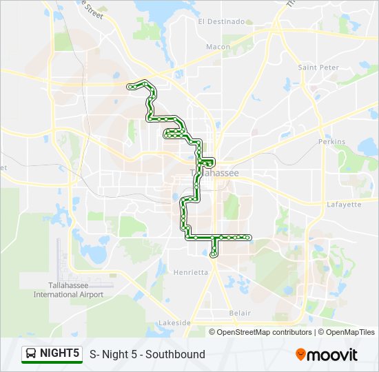 NIGHT5 Bus Line Map