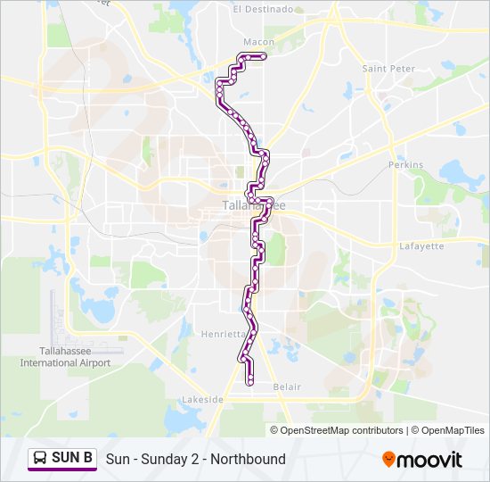 SUN B Bus Line Map