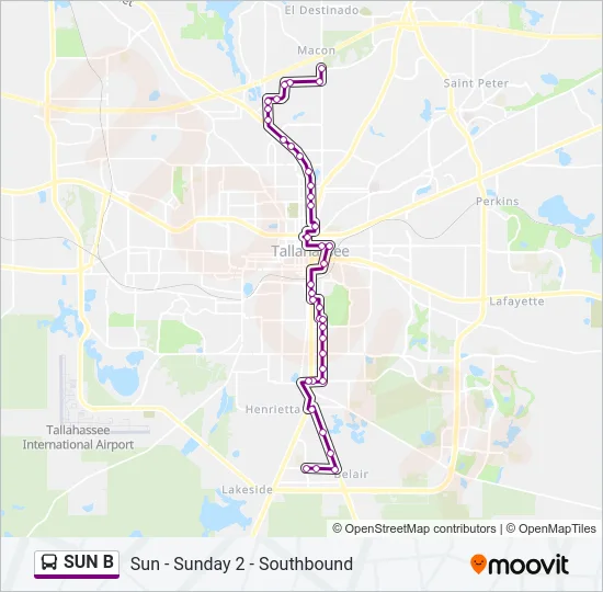 SUN B Bus Line Map