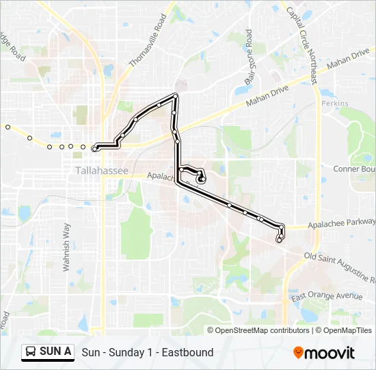 SUN A Bus Line Map