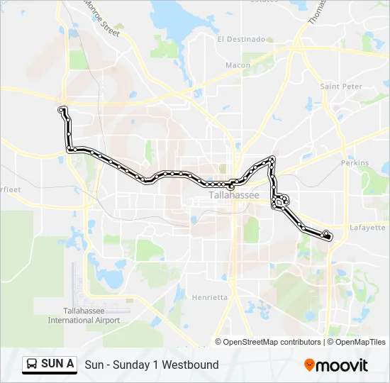 SUN A Bus Line Map