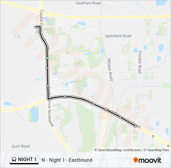 NIGHT 1 Bus Line Map