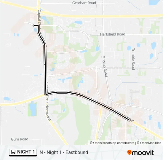 NIGHT 1 Bus Line Map