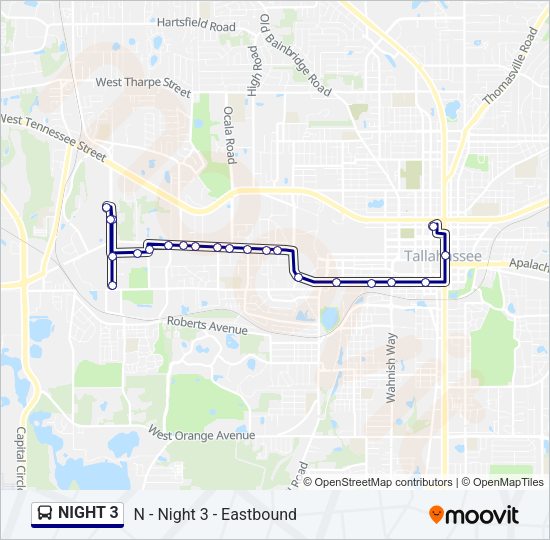 NIGHT 3 Bus Line Map
