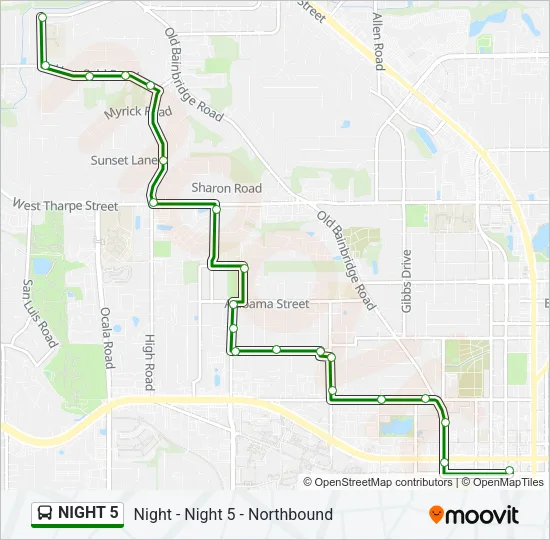 NIGHT 5 Bus Line Map