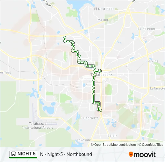 NIGHT 5 Bus Line Map