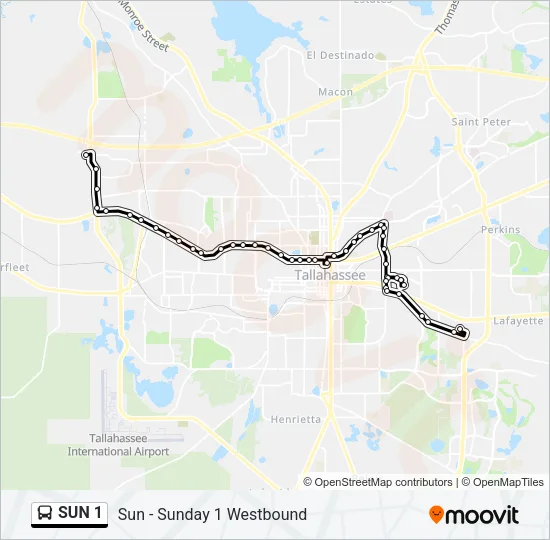 SUN 1 Bus Line Map