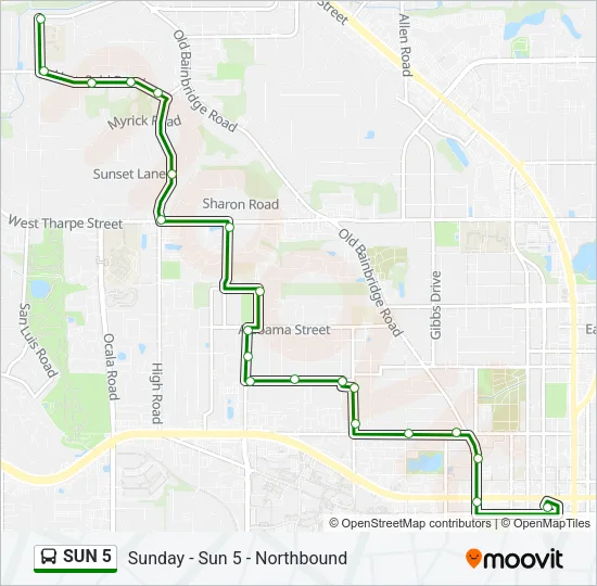 SUN 5 Bus Line Map