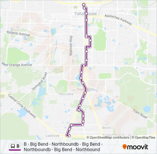 B Bus Line Map
