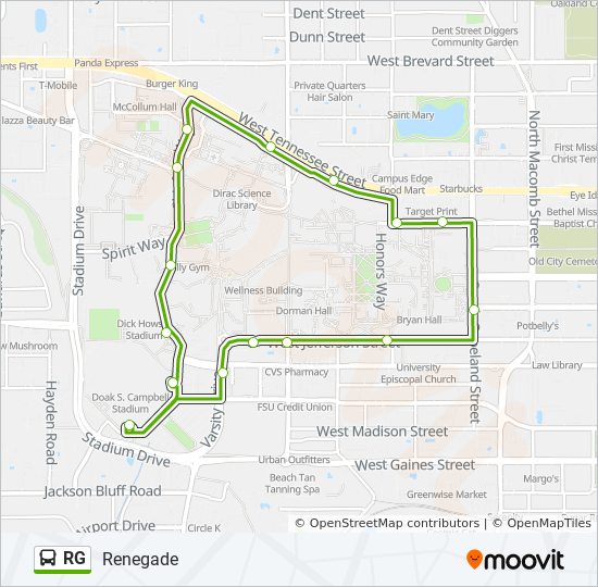 Fsu Bus Routes Map Rg Route: Schedules, Stops & Maps - Fsu 1St Circle (Updated)