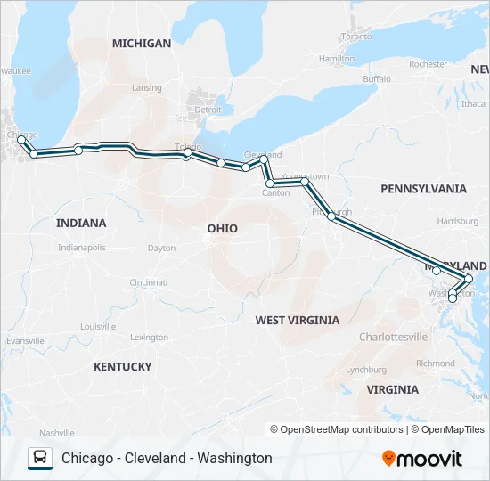 GREYHOUND US0164 Bus Line Map