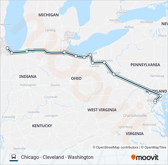 GREYHOUND US0164 Bus Line Map