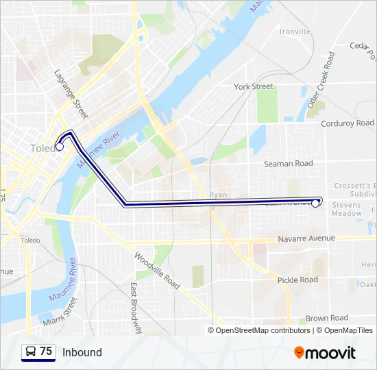75 Bus Line Map