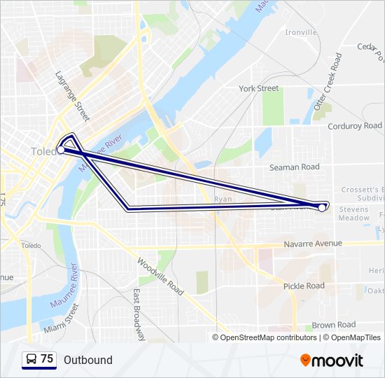 75 Bus Line Map