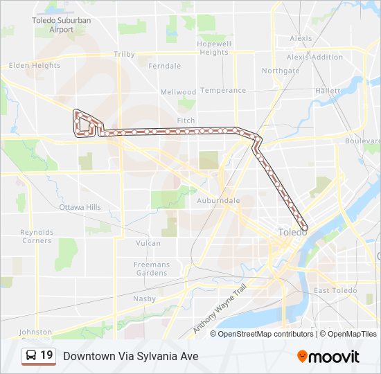 19 bus Line Map