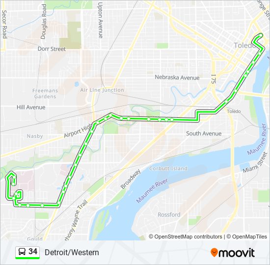 34 bus Line Map