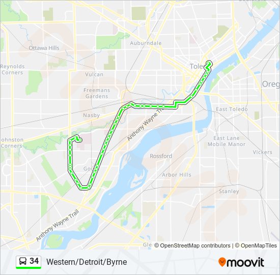 34 bus Line Map