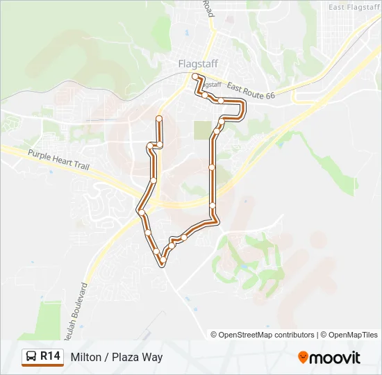 R14 Bus Line Map