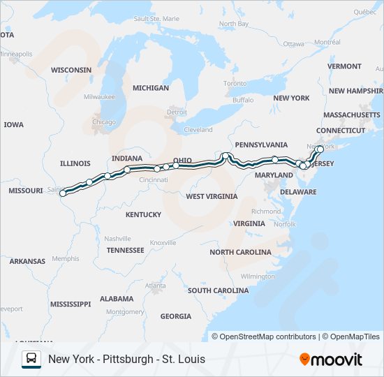 Mapa de GREYHOUND US0421 de autobús