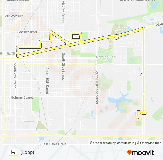 EAST WABASH / EAST LOCUST Bus Line Map