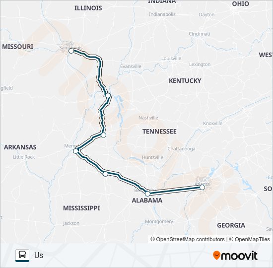 GREYHOUND US0610 Bus Line Map