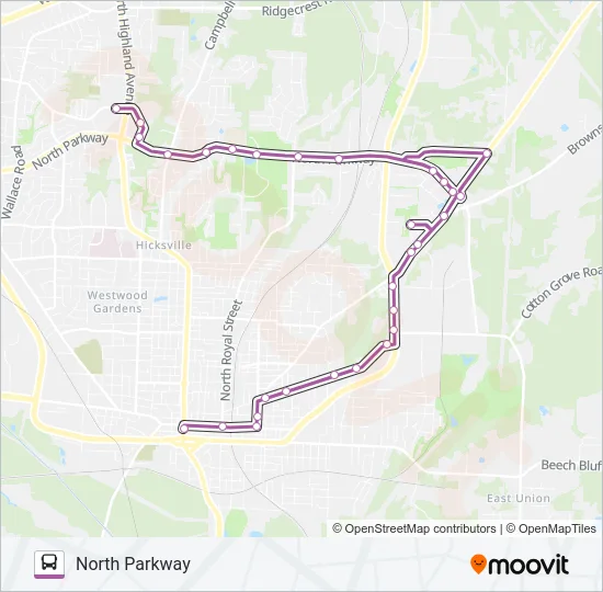 NORTH PARKWAY Bus Line Map
