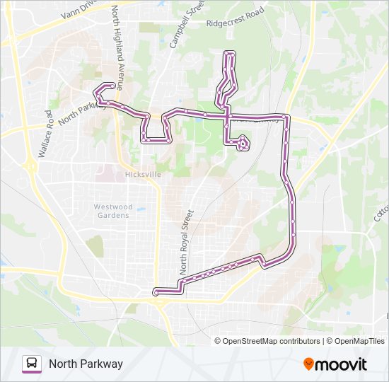 NORTH PARKWAY Bus Line Map