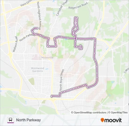 NORTH PARKWAY Bus Line Map