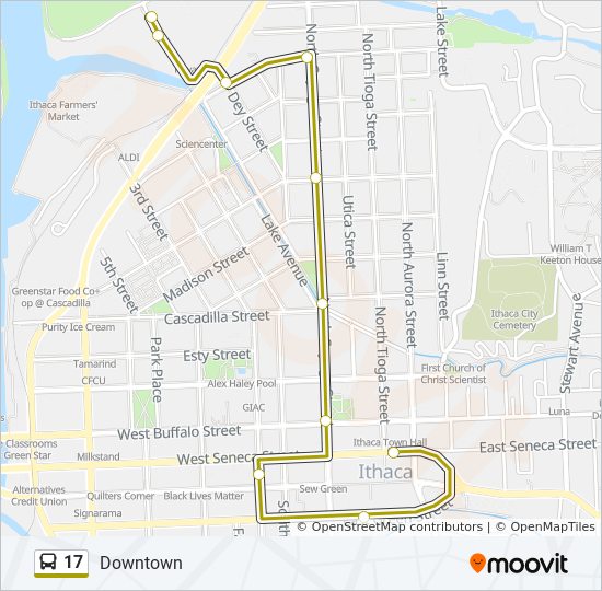 Tcat Bus Routes Map 17 Route: Schedules, Stops & Maps - Downtown (Updated)