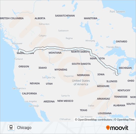 EMPIRE BUILDER train Line Map