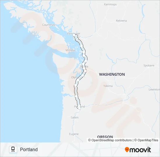 AMTRAK CASCADES Train Line Map