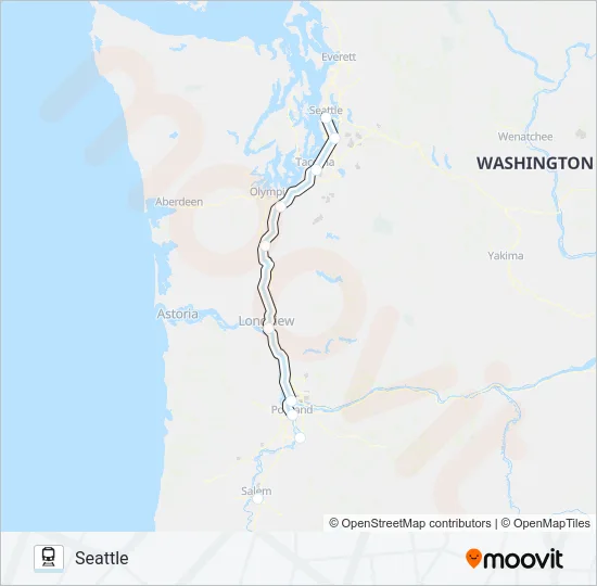 AMTRAK CASCADES Train Line Map