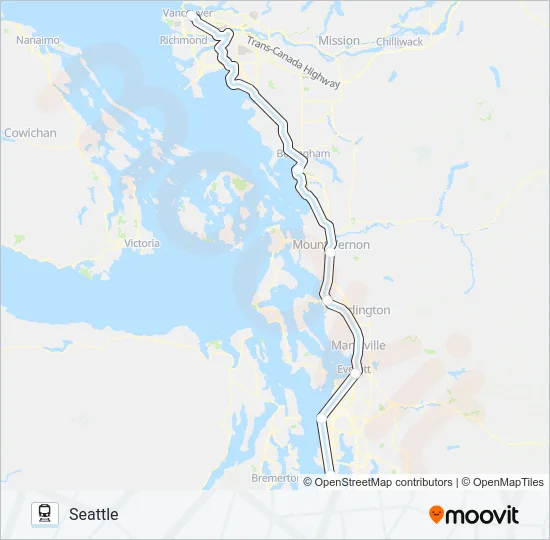AMTRAK CASCADES Train Line Map