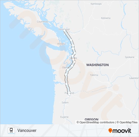 AMTRAK CASCADES Train Line Map
