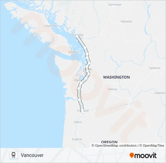 AMTRAK CASCADES Train Line Map