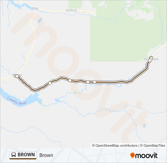 BROWN Bus Line Map
