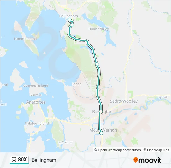 80X Bus Line Map