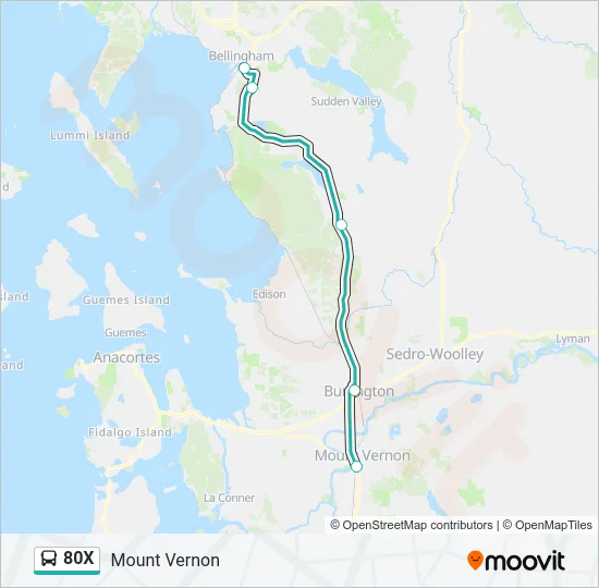 80X Bus Line Map