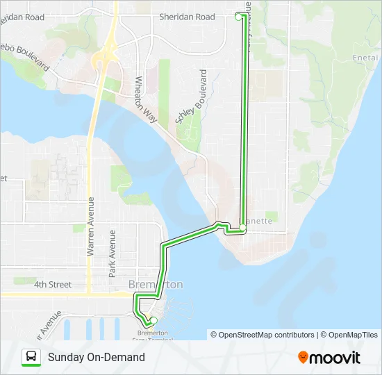 SUNDAY ON-DEMAND Bus Line Map