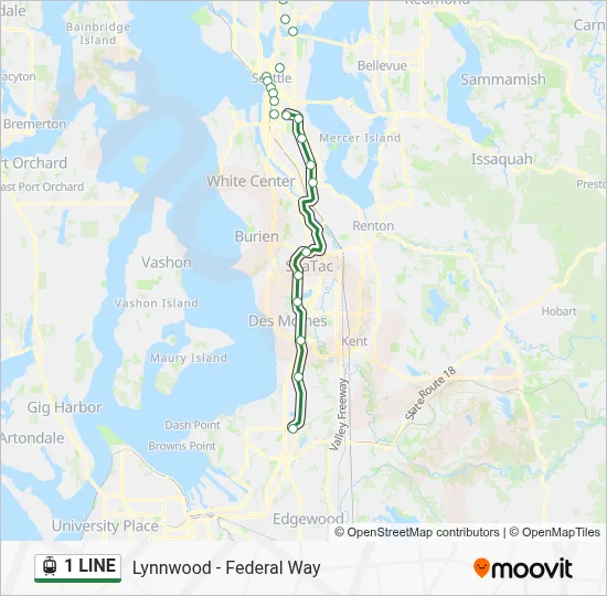 1 LINE Route: Schedules, Stops & Maps - Federal Way Downtown (Updated)