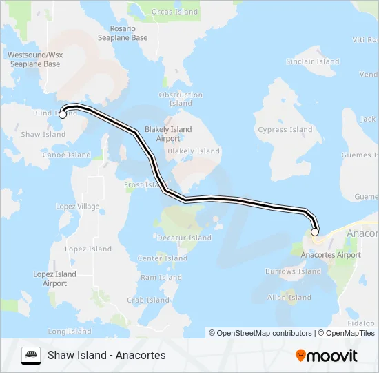 SHAW ISLAND - ANACORTES Ferry Line Map