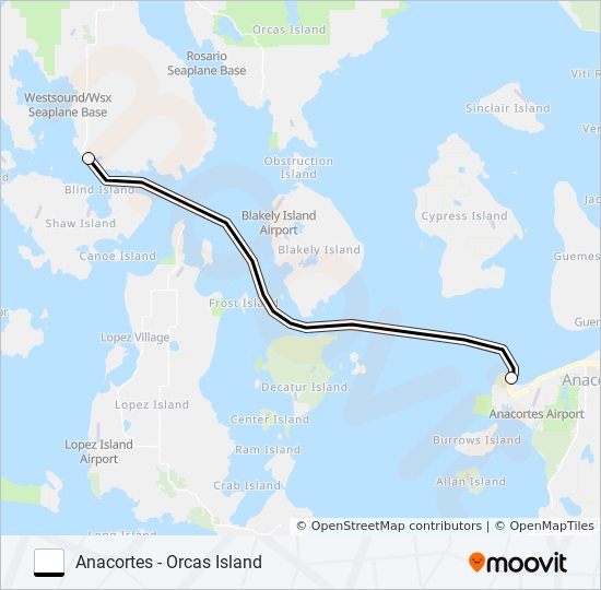 ANACORTES - ORCAS ISLAND ferry Line Map