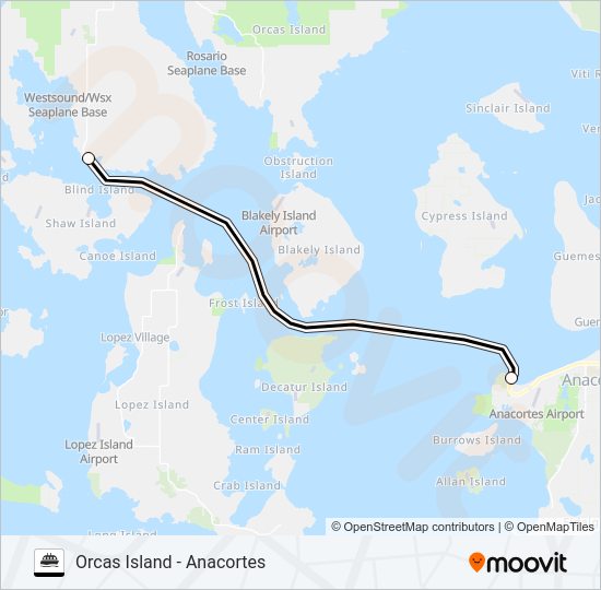ORCAS ISLAND - ANACORTES Ferry Line Map