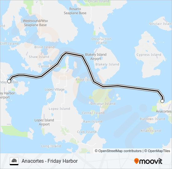 Mapa de ANACORTES - FRIDAY HARBOR de ferry