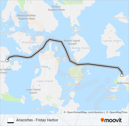 ANACORTES - FRIDAY HARBOR ferry Line Map