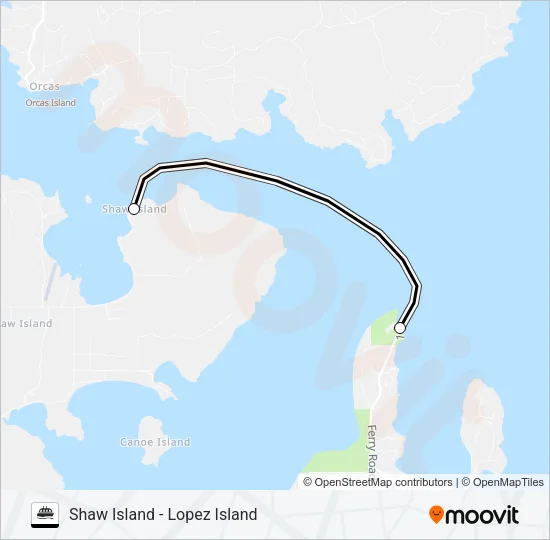 SHAW ISLAND - LOPEZ ISLAND Ferry Line Map