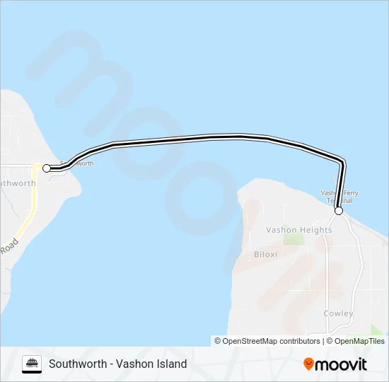 SOUTHWORTH - VASHON ISLAND Ferry Line Map