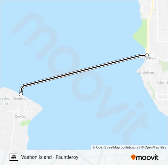 VASHON ISLAND - FAUNTLEROY Ferry Line Map