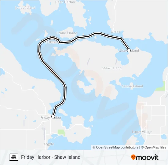 FRIDAY HARBOR - SHAW ISLAND Ferry Line Map