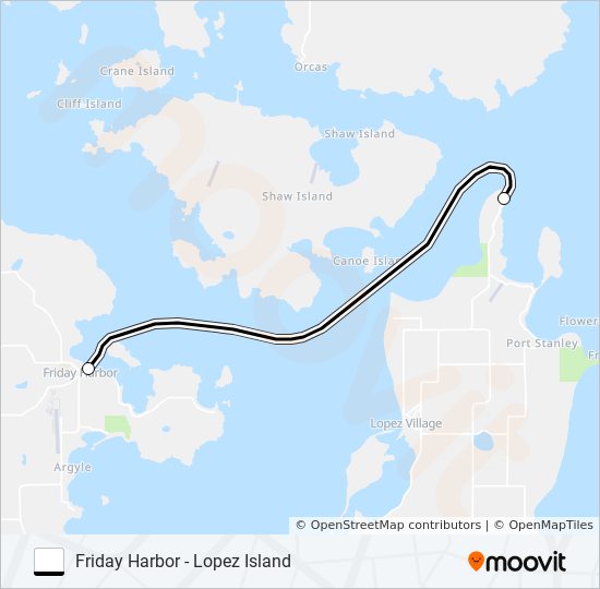 FRIDAY HARBOR - LOPEZ ISLAND ferry Line Map